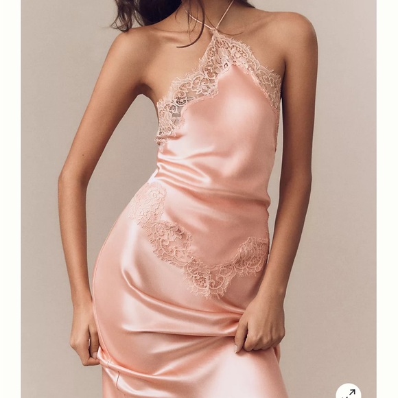Anthropologie Dresses & Skirts - Anthropologie Blush Satin Lace Chemise